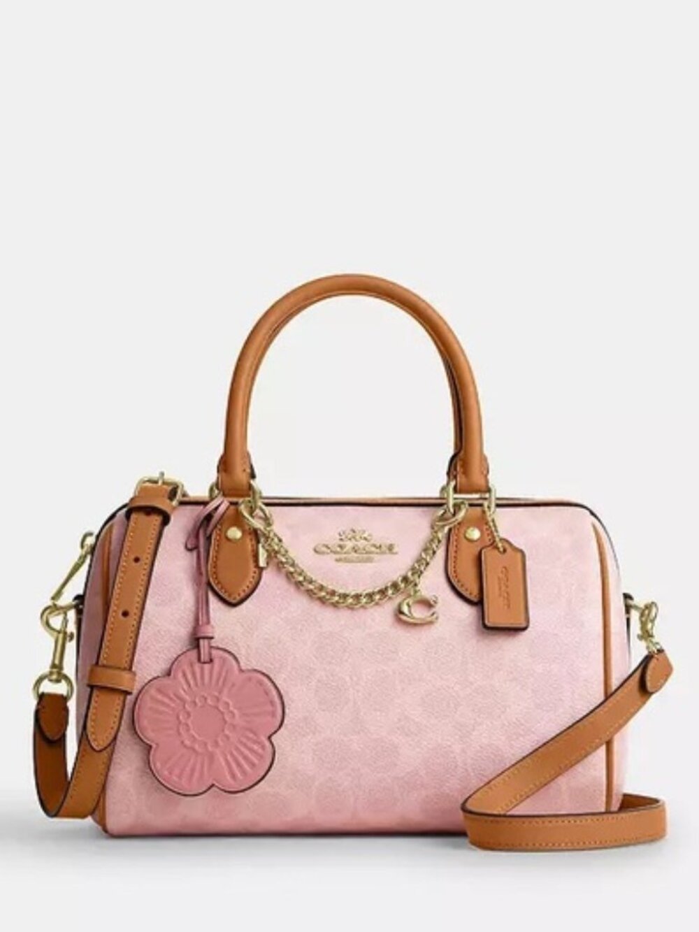NWT！COACH Medium Rowan Satchel Bag In Signature Canvas With Charms（CEA18）